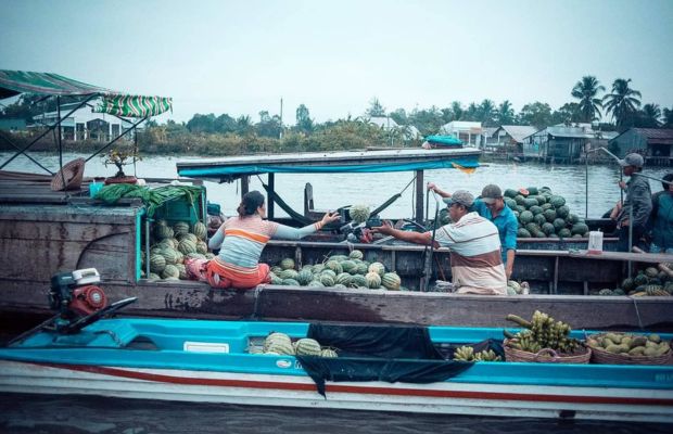 Watermelon sellers at the Nga Bay Floating Market